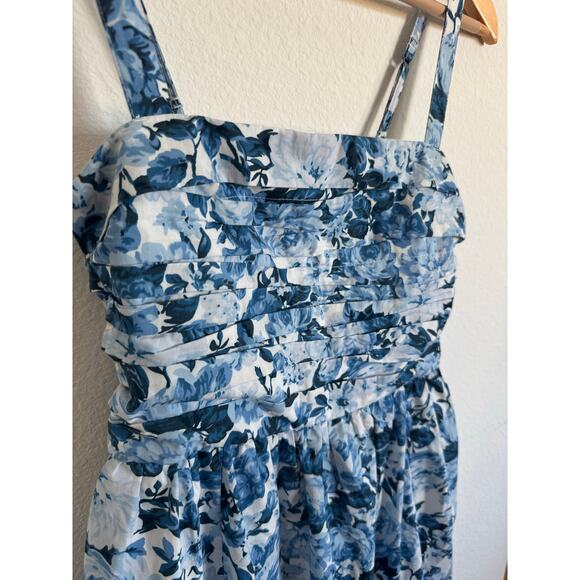 Abercrombie & Fitch Womens Emerson Poplin Blue Floral Stap Dress Size Small - Picture 2 of 9